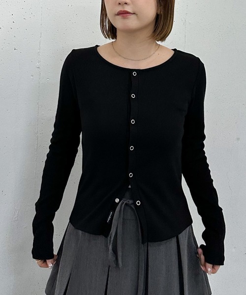 セール】リングスナップカットリブカーディガン（カーディガン/ボレロ
