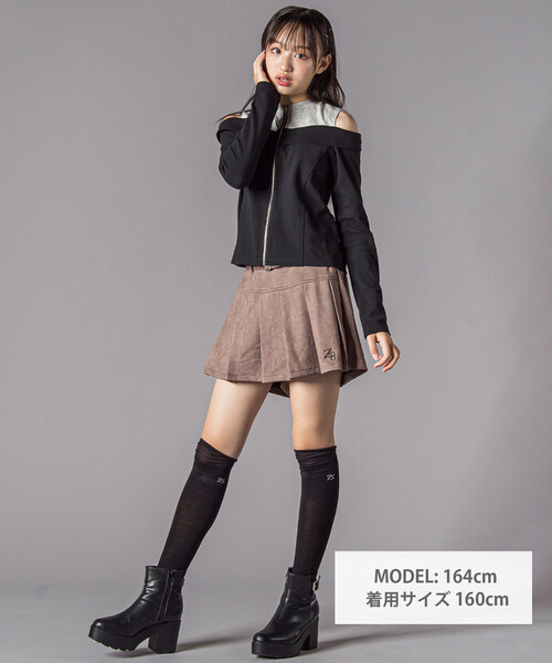 ZIDDY（ジディ）の「オフショルダージップトップス(130~160cm)（Tシャツ/カットソー・キッズ・グレー/ブラック・130cm/FREE/150cm/140cm）」の20枚目の写真