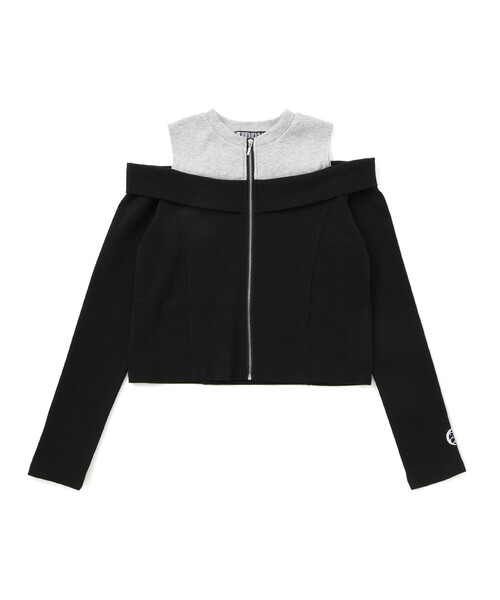 ZIDDY（ジディ）の「オフショルダージップトップス(130~160cm)（Tシャツ/カットソー・キッズ・グレー/ブラック・130cm/FREE/150cm/140cm）」の21枚目の写真