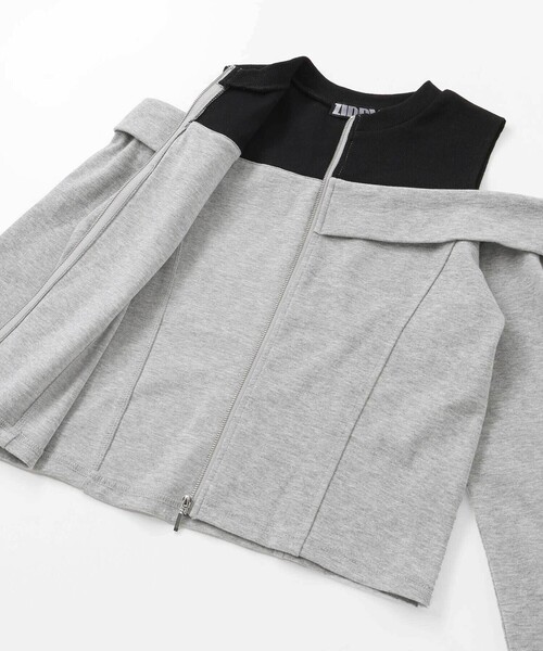 ZIDDY（ジディ）の「オフショルダージップトップス(130~160cm)（Tシャツ/カットソー・キッズ・グレー/ブラック・130cm/FREE/150cm/140cm）」の22枚目の写真