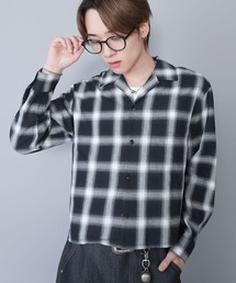 SPINNS | 短丈オンブレチェックシャツ/ネルシャツ/レイヤード/ショート丈(シャツ/ブラウス)