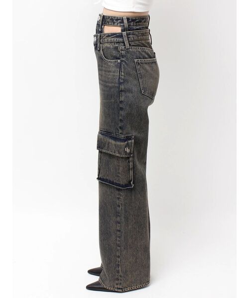 GYDA（ジェイダ）の「ハイウエスト CUT OUT CARGOワイトデニムパンツ（デニムパンツ・レディース・ブラック/インディゴブルー・SMALL/MEDIUM）」の8枚目の写真