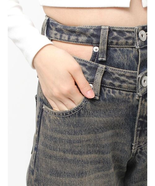 GYDA（ジェイダ）の「ハイウエスト CUT OUT CARGOワイトデニムパンツ（デニムパンツ・レディース・ブラック/インディゴブルー・SMALL/MEDIUM）」の12枚目の写真