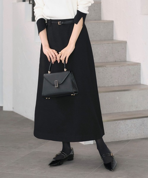 RUIRUE BOUTIQUE(ルイルエブティック)の「ストレッチ | スマートライン スカート ( Aタイプ ) | レディース ロングスカート シンプル きれいめ 大人カジュアル オフィスカジュアル 美脚 Aラインスカート(スカート・レディース・チャコールグレー/グレイッシュベージュ/ブラック/オフホワイト・L/M)」の3枚目の写真