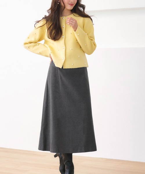 RUIRUE BOUTIQUE(ルイルエブティック)の「ストレッチ | スマートライン スカート ( Aタイプ ) | レディース ロングスカート シンプル きれいめ 大人カジュアル オフィスカジュアル 美脚 Aラインスカート(スカート・レディース・チャコールグレー/グレイッシュベージュ/ブラック/オフホワイト・L/M)」の8枚目の写真