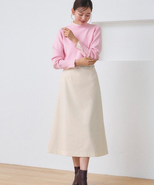 RUIRUE BOUTIQUE(ルイルエブティック)の「ストレッチ | スマートライン スカート ( Aタイプ ) | レディース ロングスカート シンプル きれいめ 大人カジュアル オフィスカジュアル 美脚 Aラインスカート(スカート・レディース・チャコールグレー/グレイッシュベージュ/ブラック/オフホワイト・L/M)」の10枚目の写真