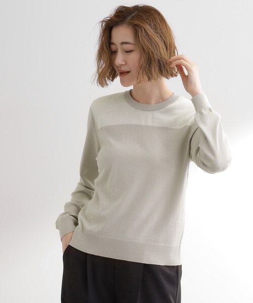 grove(グローブ)の「【アンサンブル対応】バイカラー切替ニット(ニット/セーター・レディース・ブラック系4/ライトグレー系4/オレンジ系その他5・02/03/01/05/04)」の3枚目の写真