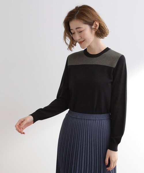 grove(グローブ)の「【アンサンブル対応】バイカラー切替ニット(ニット/セーター・レディース・ブラック系4/ライトグレー系4/オレンジ系その他5・02/03/01/05/04)」の6枚目の写真