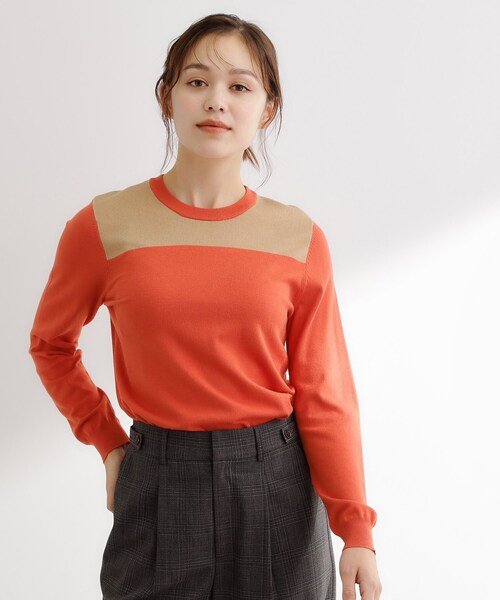 grove(グローブ)の「【アンサンブル対応】バイカラー切替ニット(ニット/セーター・レディース・ブラック系4/ライトグレー系4/オレンジ系その他5・02/03/01/05/04)」の4枚目の写真