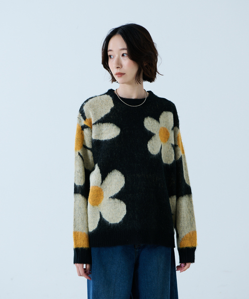 TOWNCRAFT(タウンクラフト)の「【TOWNCRAFT / タウンクラフト】VINTAGE PATTERN SHAGGY CREW SWEATER / シャギーニット / クルーセーター【WEB限定】(ニット/セーター・レディース・ブラック/ホワイト・フリー)」の7枚目の写真