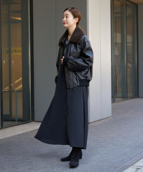 IENA（イエナ）の「シープスキンジップブルゾン（ライダースジャケット・レディース・ブラック・FREE）」の8枚目の写真