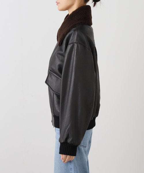 IENA（イエナ）の「シープスキンジップブルゾン（ライダースジャケット・レディース・ブラック・FREE）」の14枚目の写真