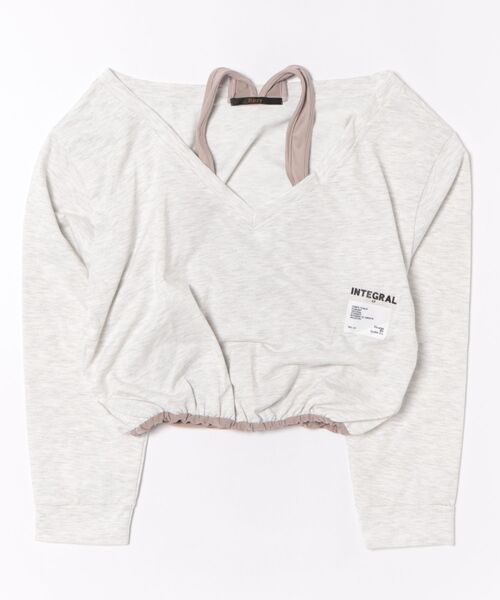 Ritzy(リッツィー)の「ホルダーネック フェイクレイヤードデザイン トップス(Tシャツ/カットソー・レディース・ライトグレー/グレー・M/L)」の3枚目の写真
