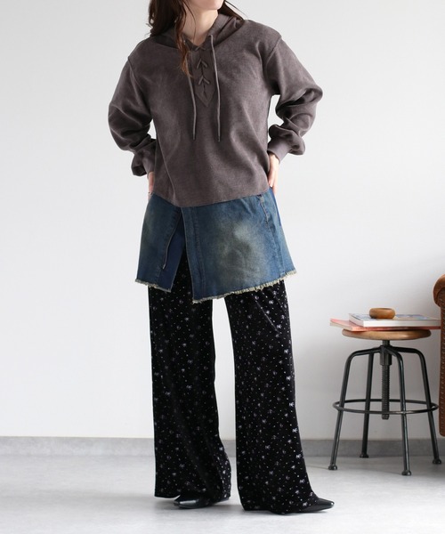 cepo(セポ)の「〈セットアップ対応〉フラワー刺繍ベロアイージーパンツ(スウェットパンツ・レディース・ピンク系/ブルー系・M)」の7枚目の写真