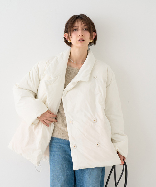 EMMA ROUGE VIF(エマルージュヴィフ)の「【一部店舗限定】コクーンミドルダウンジャケット / コート(ダウンジャケット/コート・レディース・ブラック/オフホワイト・フリー)」の5枚目の写真