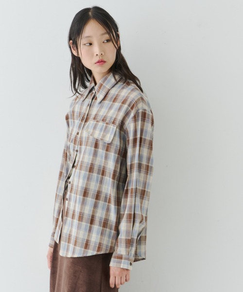 NUJOH(ヌゾ)の「Plaid Relaxed Shirt / チェックリラックスシャツ(シャツ/ブラウス・レディース・ブラック/ブラウン・FREE)」の16枚目の写真