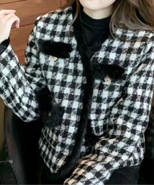 LUCPY(ラクピー)の「モノトーンチェックフィットジャケット(その他アウター・レディース・チェック・SMALL/LARGE/MEDIUM)」の3枚目の写真