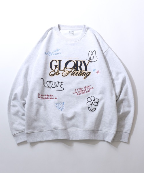 SITRY(シトリー)の「Hand Drawn Illustration Embroidery Sweat Shirt/オーバーサイズ 手描きイラスト 総柄 裏毛 スウェット トレーナー レディース メンズ(スウェット・レディース・ネイビー/レッド/ダークブラウン/アッシュ/グレー系その他/ブラック・M/L)」の4枚目の写真