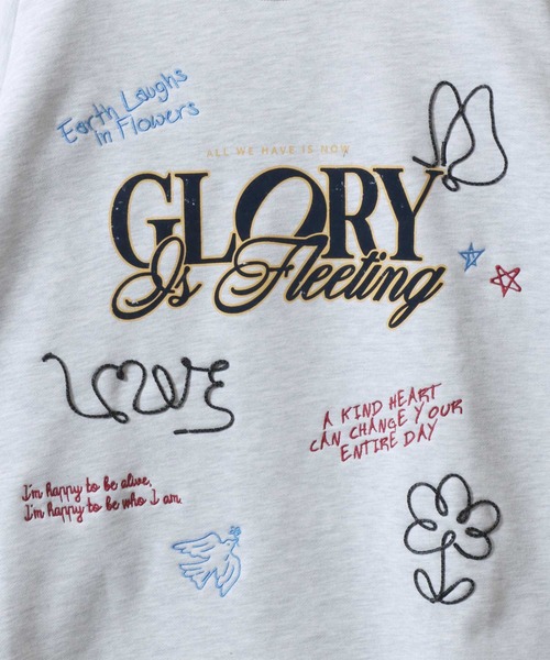 SITRY(シトリー)の「Hand Drawn Illustration Embroidery Sweat Shirt/オーバーサイズ 手描きイラスト 総柄 裏毛 スウェット トレーナー レディース メンズ(スウェット・レディース・ネイビー/レッド/ダークブラウン/アッシュ/グレー系その他/ブラック・M/L)」の19枚目の写真