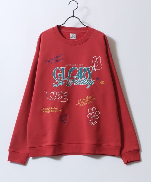 SITRY(シトリー)の「Hand Drawn Illustration Embroidery Sweat Shirt/オーバーサイズ 手描きイラスト 総柄 裏毛 スウェット トレーナー レディース メンズ(スウェット・レディース・ネイビー/レッド/ダークブラウン/アッシュ/グレー系その他/ブラック・M/L)」の8枚目の写真