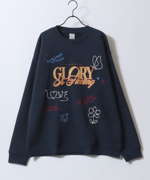 SITRY(シトリー)の「Hand Drawn Illustration Embroidery Sweat Shirt/オーバーサイズ 手描きイラスト 総柄 裏毛 スウェット トレーナー レディース メンズ(スウェット・レディース・ネイビー/レッド/ダークブラウン/アッシュ/グレー系その他/ブラック・M/L)」の7枚目の写真