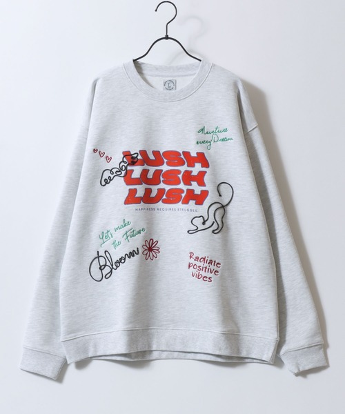 SITRY(シトリー)の「Hand Drawn Illustration Embroidery Sweat Shirt/オーバーサイズ 手描きイラスト 総柄 裏毛 スウェット トレーナー レディース メンズ(スウェット・レディース・ネイビー/レッド/ダークブラウン/アッシュ/グレー系その他/ブラック・M/L)」の10枚目の写真