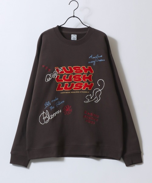 SITRY(シトリー)の「Hand Drawn Illustration Embroidery Sweat Shirt/オーバーサイズ 手描きイラスト 総柄 裏毛 スウェット トレーナー レディース メンズ(スウェット・レディース・ネイビー/レッド/ダークブラウン/アッシュ/グレー系その他/ブラック・M/L)」の11枚目の写真