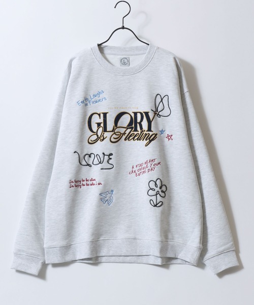 SITRY(シトリー)の「Hand Drawn Illustration Embroidery Sweat Shirt/オーバーサイズ 手描きイラスト 総柄 裏毛 スウェット トレーナー レディース メンズ(スウェット・レディース・ネイビー/レッド/ダークブラウン/アッシュ/グレー系その他/ブラック・M/L)」の12枚目の写真