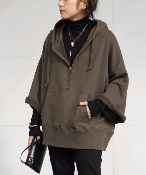 ウールミックスハーフジップフーディ（スウェット）｜AP STUDIO