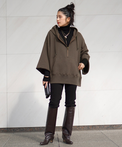 AP STUDIO ウールミックスハーフジップフーディ ウールミックスハーフジップフーディ（Tシャツ／カットソー）｜AP