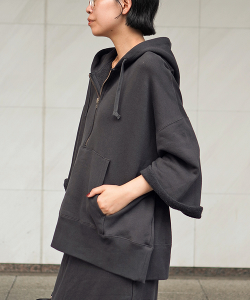 ウールミックスハーフジップフーディ（スウェット）｜AP STUDIO