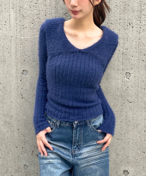 3.3 Field Trip （3.3フィールドトリップ）の「3.3 Field Trip／シャギースリムニット（ニット/セーター・レディース・ブラック/グレー/ネイビー/ボルドー・FREE）」の3枚目の写真