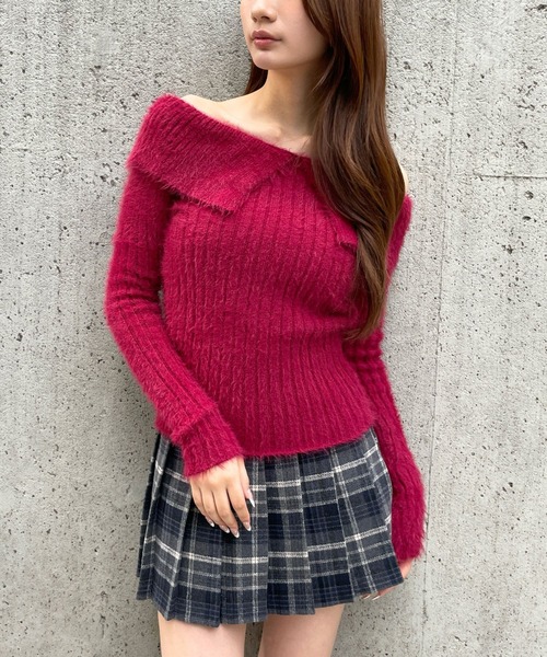 3.3 Field Trip （3.3フィールドトリップ）の「3.3 Field Trip／シャギースリムニット（ニット/セーター・レディース・ブラック/グレー/ネイビー/ボルドー・FREE）」の4枚目の写真