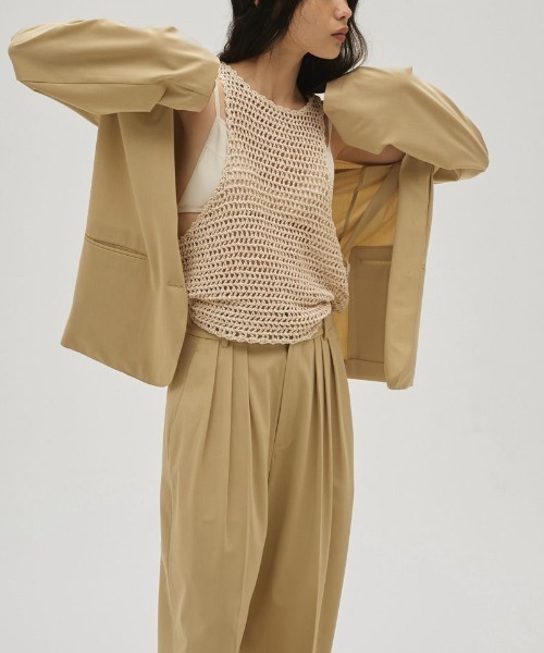 TODAYFUL（トゥデイフル）の「【TODAYFUL/トゥデイフル】Dry Touch Rough Jacket/ドライタッチラフジャケット（テーラードジャケット・レディース・ブラック/ベージュ・38/36）」の2枚目の写真
