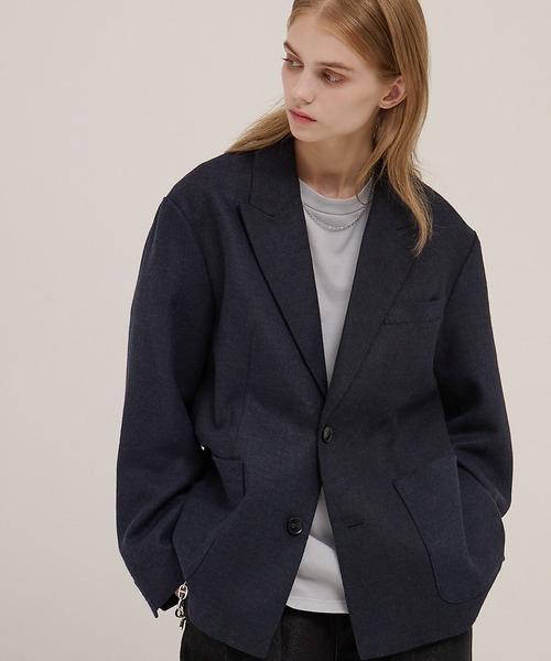 セットアップ対応】ルーズシルエット ツイードライクテーラード