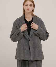 イタリア製✨ Moessmer生地 ツイードテーラードジャケット 48 グレー イタリア製✨ Moessmer生地 ツイードテーラードジャケット 48 グレー