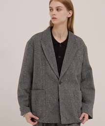 EMMA CLOTHES（エマクローズ）の「【セットアップ対応】ルーズシルエット ツイードライクテーラードジャケット（テーラードジャケット）」