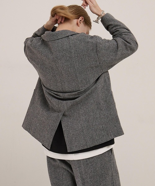 EMMA CLOTHES（エマクローズ）の「【セットアップ対応】ルーズシルエット ツイードライクテーラードジャケット（テーラードジャケット・メンズ・グレー/ネイビー/チャコール/ブラウン・L/M/S）」の5枚目の写真