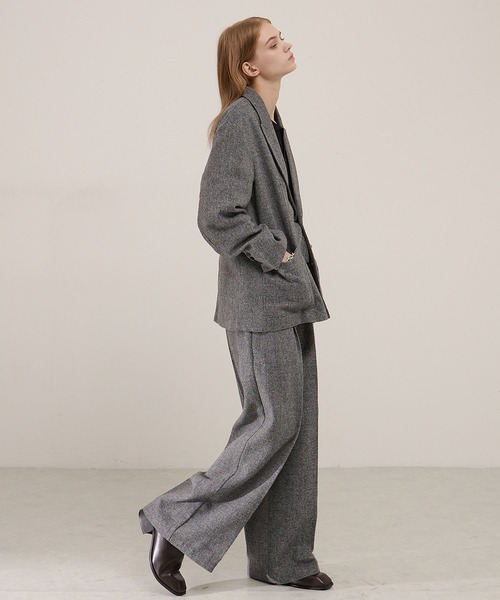 EMMA CLOTHES（エマクローズ）の「【セットアップ対応】ルーズシルエット ツイードライクテーラードジャケット（テーラードジャケット・メンズ・グレー/ネイビー/チャコール/ブラウン・L/M/S）」の7枚目の写真