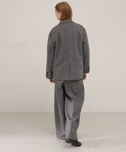 EMMA CLOTHES（エマクローズ）の「【セットアップ対応】ルーズシルエット ツイードライクテーラードジャケット（テーラードジャケット・メンズ・グレー/ネイビー/チャコール/ブラウン・L/M/S）」の8枚目の写真