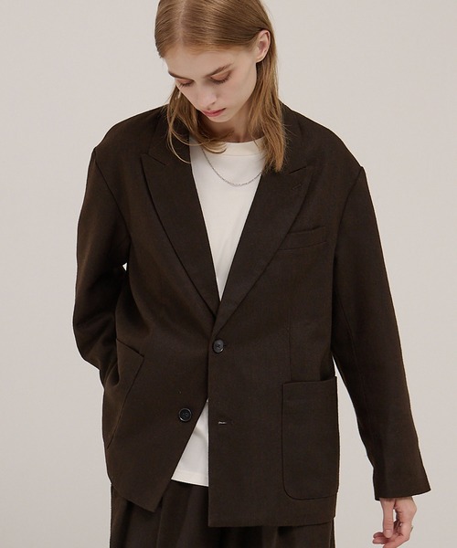 EMMA CLOTHES（エマクローズ）の「【セットアップ対応】ルーズシルエット ツイードライクテーラードジャケット（テーラードジャケット・メンズ・グレー/ネイビー/チャコール/ブラウン・L/M/S）」の22枚目の写真