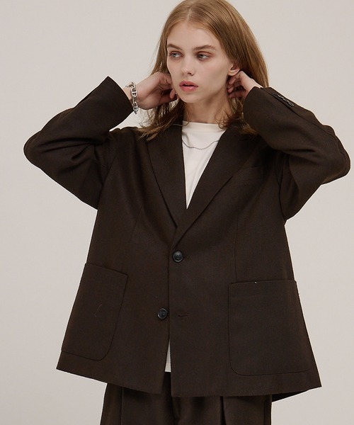 セットアップ対応】ルーズシルエット ツイードライクテーラード