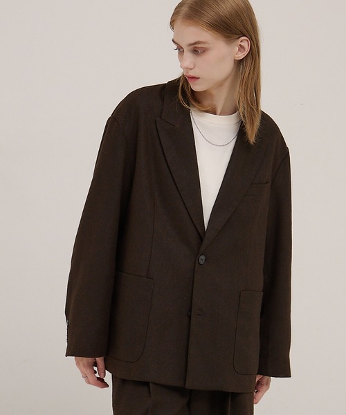 セットアップ対応】ルーズシルエット ツイードライクテーラード