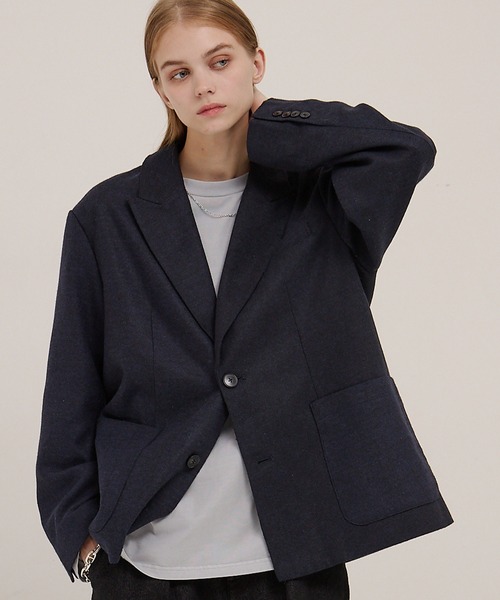 セットアップ対応】ルーズシルエット ツイードライクテーラード