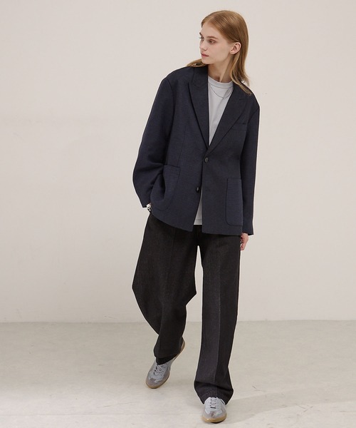 EMMA CLOTHES（エマクローズ）の「【セットアップ対応】ルーズシルエット ツイードライクテーラードジャケット（テーラードジャケット・メンズ・グレー/ネイビー/チャコール/ブラウン・L/M/S）」の12枚目の写真