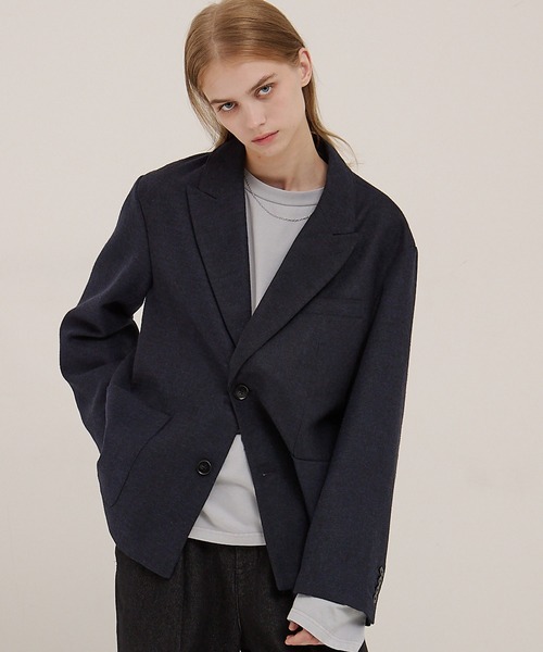 セットアップ対応】ルーズシルエット ツイードライクテーラード