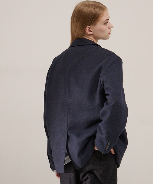 EMMA CLOTHES（エマクローズ）の「【セットアップ対応】ルーズシルエット ツイードライクテーラードジャケット（テーラードジャケット・メンズ・グレー/ネイビー/チャコール/ブラウン・L/M/S）」の18枚目の写真