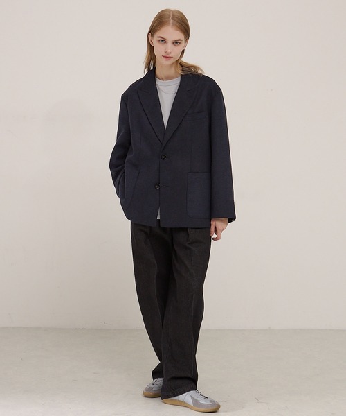 EMMA CLOTHES（エマクローズ）の「【セットアップ対応】ルーズシルエット ツイードライクテーラードジャケット（テーラードジャケット・メンズ・グレー/ネイビー/チャコール/ブラウン・L/M/S）」の19枚目の写真