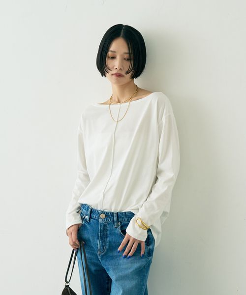 Rouge vif Anna(ルージュヴィフアンナ)の「綿ポリ天竺万能カットプルオーバー(Tシャツ/カットソー・レディース・ブラック/ホワイト・フリー)」の3枚目の写真