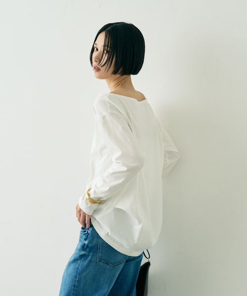 Rouge vif Anna(ルージュヴィフアンナ)の「綿ポリ天竺万能カットプルオーバー(Tシャツ/カットソー・レディース・ブラック/ホワイト・フリー)」の5枚目の写真